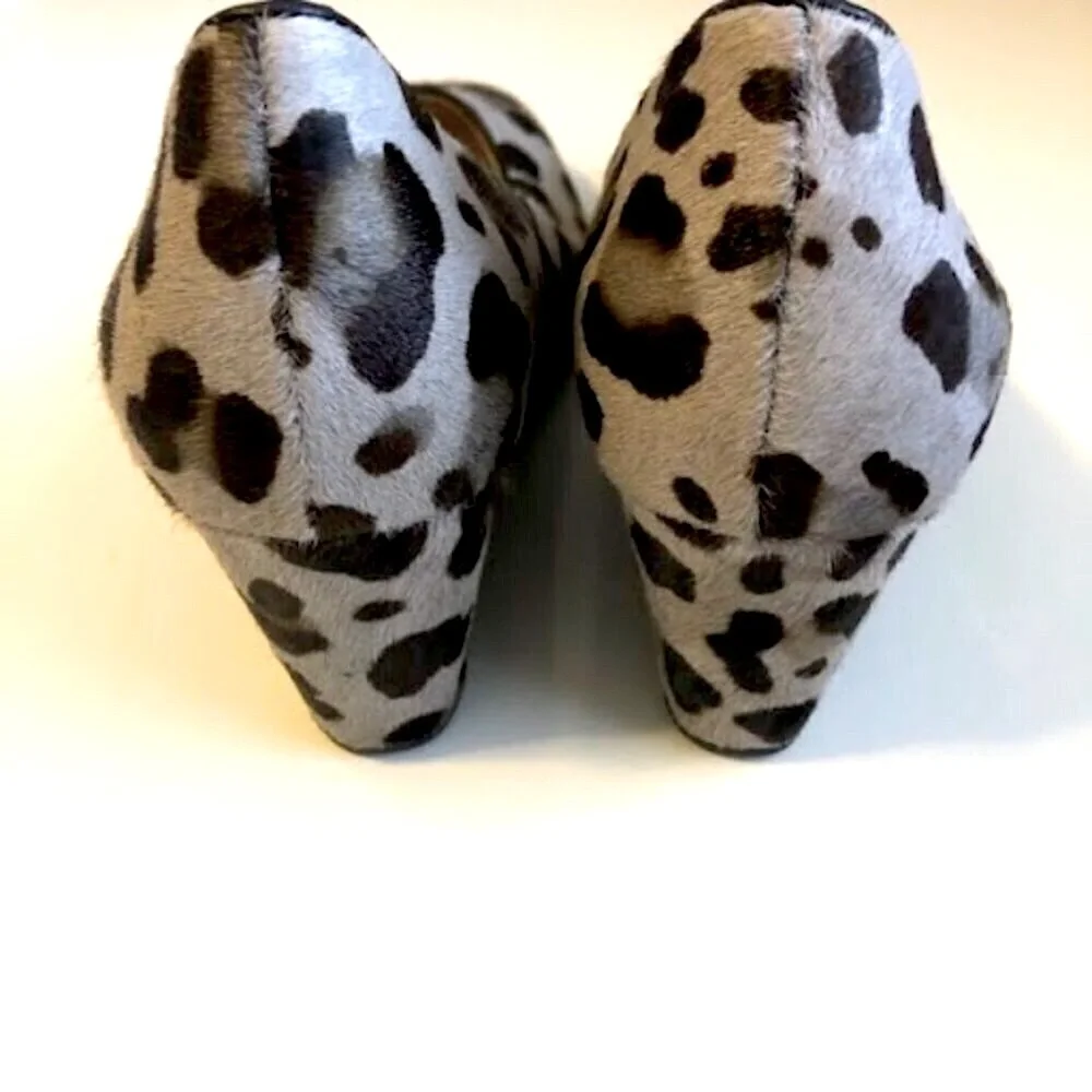 NWT COLE HAAN The-go-to Grey Leopard Calf Hair Wedge Pump Loafer 9